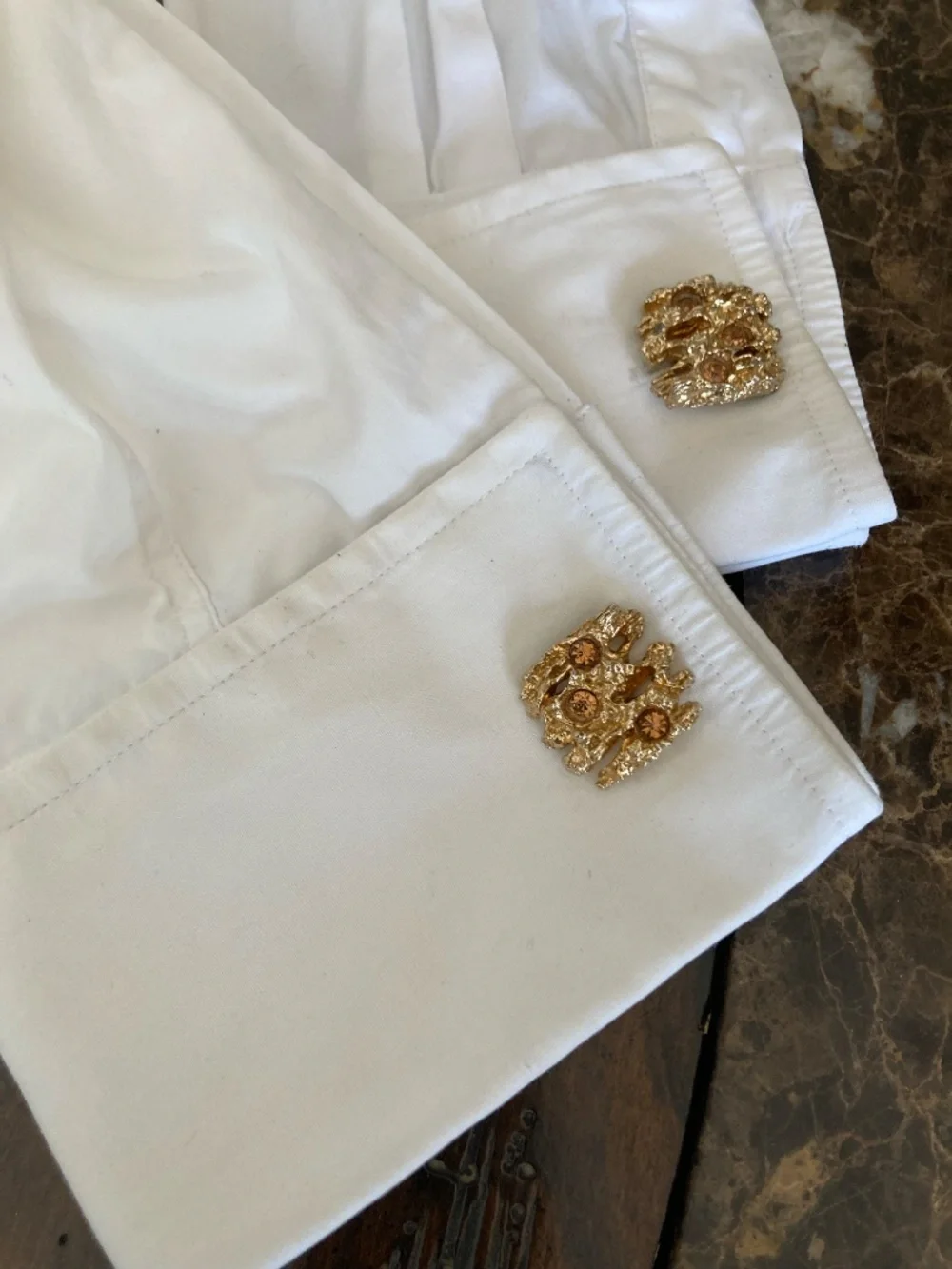 Vintage SWANK Brutalist Gold Tone Cufflinks Amber Rhinestones Mid Century Price